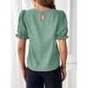 Womens Casual Blouse Wear to Work Tops Business Office Tops Keyhole Back Short Ruffled Lantern Sleeve Blouse Summer Elegant Formal Tops for Women - 2 of 4