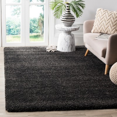 Reversible Dark Grey Solid Shag Rug 6' x 9' - Synthetic Easy Care
