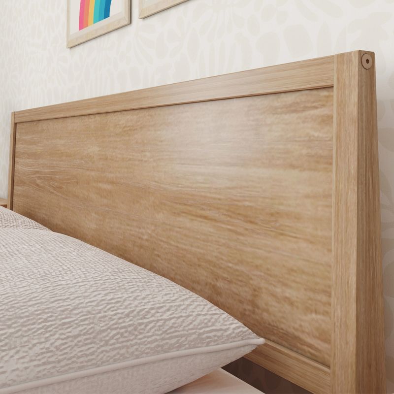 Max & Lily Kids Queen Bed, Solid Wood Bed Frame with Panel Headboard, Wood Slat Support, No Box Spring Needed, 4 of 6