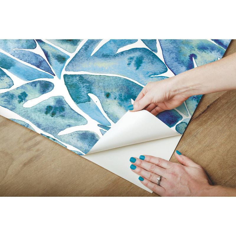 RoomMates Cat Coquillette Philodendron Peel and Stick Wallpaper Blue, 4 of 11