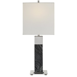 Uttermost Pilaster Table Lamp – 27"H Black Marble Column with Polished Nickel Accents & White Rectangular Shade - 1 of 4