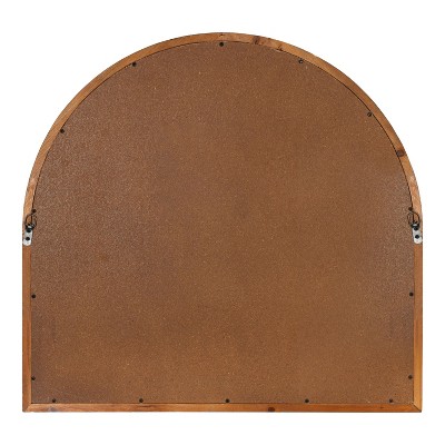 Rustic Brown Wood Arched Windowpane Wall Mirror