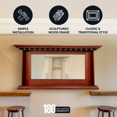 Elegant Seville Walnut Full-Length Bar Mirror with Stemware Storage