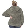 Plus Size Hooded High Pile Fleece Jacket - White Mark - 3 of 4