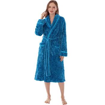 PAVILIA Women Plush Fleece Robe, Soft Textured Bathrobe, Lady Cozy Spa Long Robes, Fuzzy Satin Waffle Trim
