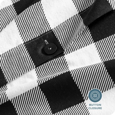 Buffalo Plaid White/Black Cotton Flannel Twin/Twin XL Duvet Cover Set