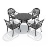 5-Piece Cast Aluminum Outdoor Dining Set: Round Table, Stackable Chairs & Brown Cushions - All-Weather Patio Furniture for Your Backyard - 3 of 4