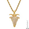 Steeltime 24" Men's stainless steel and simulated diamonds iced out goat head pendant. Color Options: Gold, Black - 3 of 4