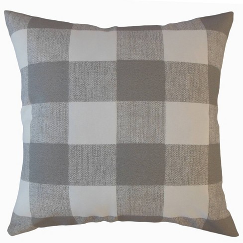 Plaid Square Throw Pillow Gray - Pillow Collection: Cozy Non-woven ...