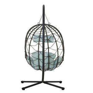 Egg Chair with Stand Indoor Outdoor Swing Chair Patio Wicker Hanging Egg Chair Hanging Basket Chair with Stand for Bedroom Living Room Balcony - 1 of 3