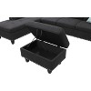 Okak 98" L-Shaped Sectional Couch with Movable Ottoman&2 Throw Pillows, Modern Linen Upholstered Sofa Chaise for Living Room,Apartment, Charcoal Gray - 4 of 4