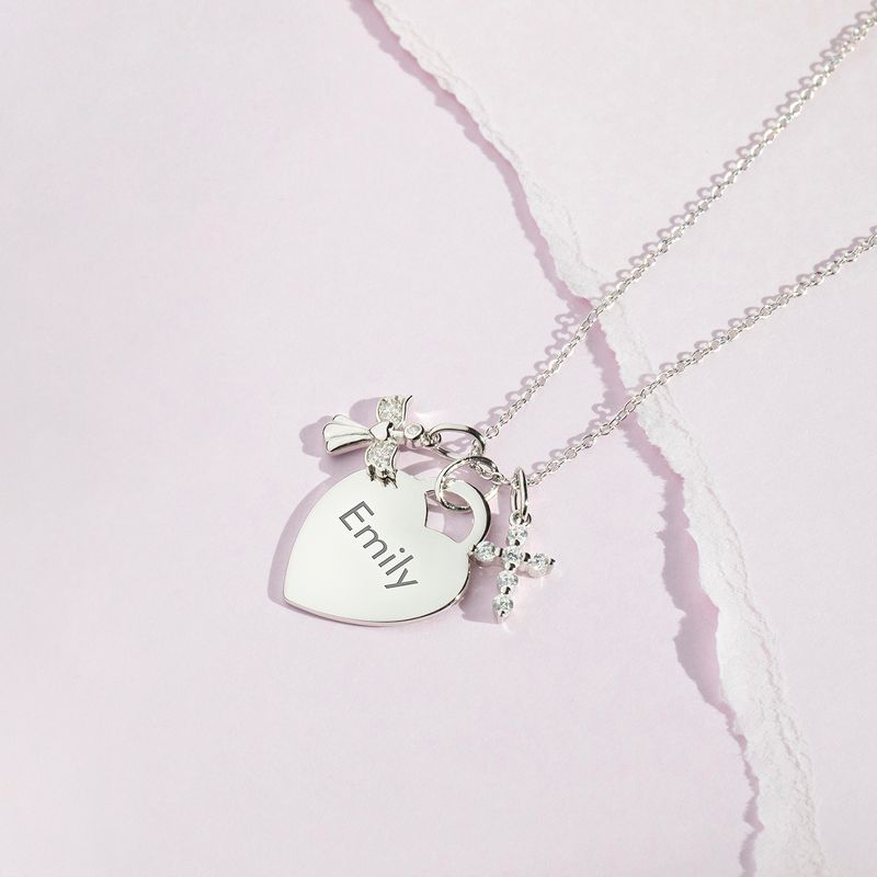 Girls' Guardian Angel & Cross Sterling Silver Necklace - In Season Jewelry, 5 of 8