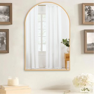 MAYEERTY 35.83x24.02x1.57in Aluminum Thin Edge Right-Angle Arch Gold Hanging Mirror - 1 of 4