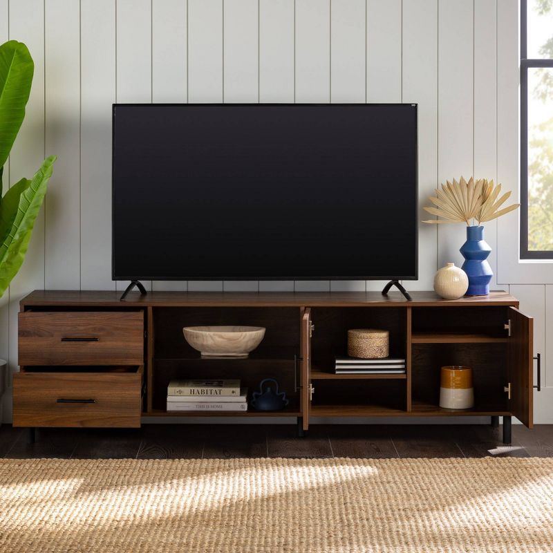 Sana Modern Triple Storage TV Stand for TVs up to 80&#34; Dark Walnut - Saracina Home, 5 of 9