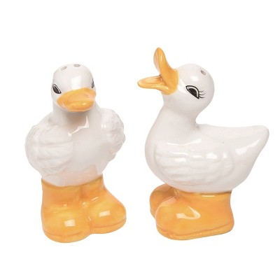 Transpac Spring Ducks Dolomite Salt and Pepper Shakers Collectables White 3 in. Set of 2
