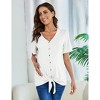 Women's Maternity Tops Shirts Short Sleeve V Neck T Shirts Casual Summer Button Nursing Tops Tie Knot Pregnancy Tunic Blouse - 2 of 4