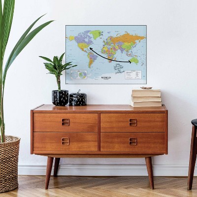 Dry Erase Map Of The World Peel and Stick Giant Wall Decal - RoomMates: Vinyl Self-Adhesive Modern Decor, 3 of 6