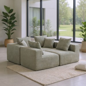 Whisen 3-Seat Modular Sectional Sofa, All-Foam Compressed Deep-Seat Couch with Textured Chenille, Tool-Free Assembly - 1 of 4