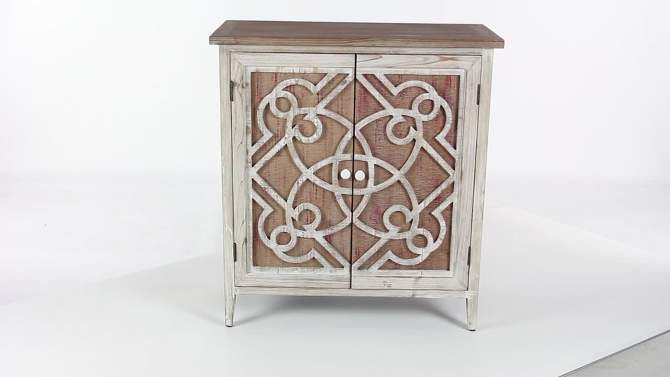 Natural Wood Cabinet with Trellis Doors Light Brown - Olivia &#38; May, 2 of 21, play video