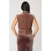 Women's Ruched Mock Neck Velvet Top - Dex - 3 of 4