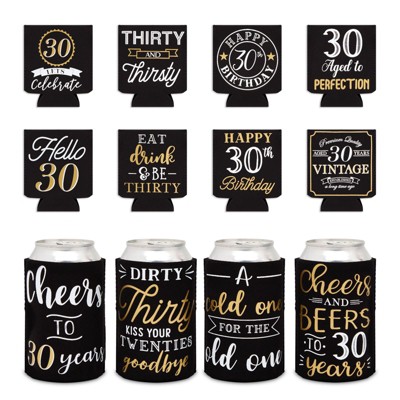 Sparkle and Bash 12 Pack Cheers to 30 Years Can Cooler Sleeves Beer Coozies for 30th Birthday Party