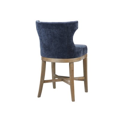 Carson Navy Swivel Counter Stool with Wood and Acrylic