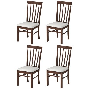 Wooden Dining Chairs Set of 4, Farmhouse Upholstered Kitchen Chairs with Rubber Wood Frame - 1 of 4