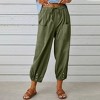 Coolmee Cropped Pants for Women High Elastic Waisted Drawstring Cotton Linen Cropped Pants with Pockets - 2 of 4