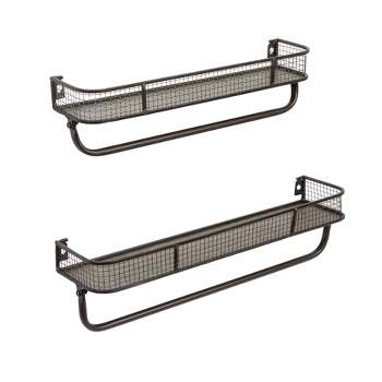 Storied Home (Set of 2) Metal Wall Shelves with Hanging Bar