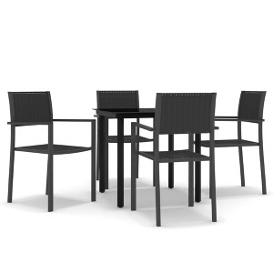vidaXL Patio Dining Set Outdoor Dining Set Table and Chair Set for Garden - Black 31.5" Table Length 4 Items - 1 of 4