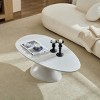 47.2" Modern Gray Oval Coffee Table with Sculptural Base, Minimalist Fiberglass Center Table for Living Room-Panipeachy - 3 of 4