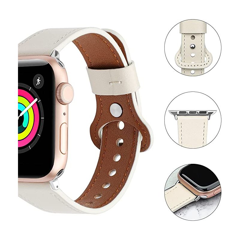 Worryfree Gadgets Leather Band for Apple Watch 38/40/41mm, 42/44/45mm iWatch Band Series 8 7 6 5 4 3 2 1 & SE, 3 of 6
