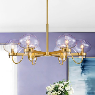 Rennnsan Kiorne 34"W 6-Light Bubble Glass Mid-Century Modern Dimmable Chandelier in Gold