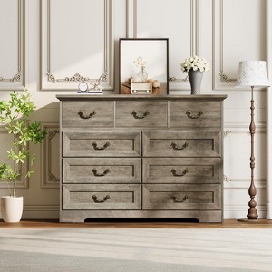 Farmhouse 9 Drawers Dresser for Bedroom- Wood Chest with Natural Texture, Spacious Storage for Clothes & Essentials, Versatile Organizer - 1 of 4