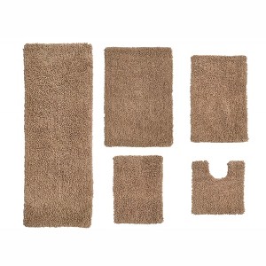 Fantasia Bath Rug Collection Cotton Shaggy Pattern Tufted Set of 5 Bath Rug Set - Home Weavers - 1 of 3