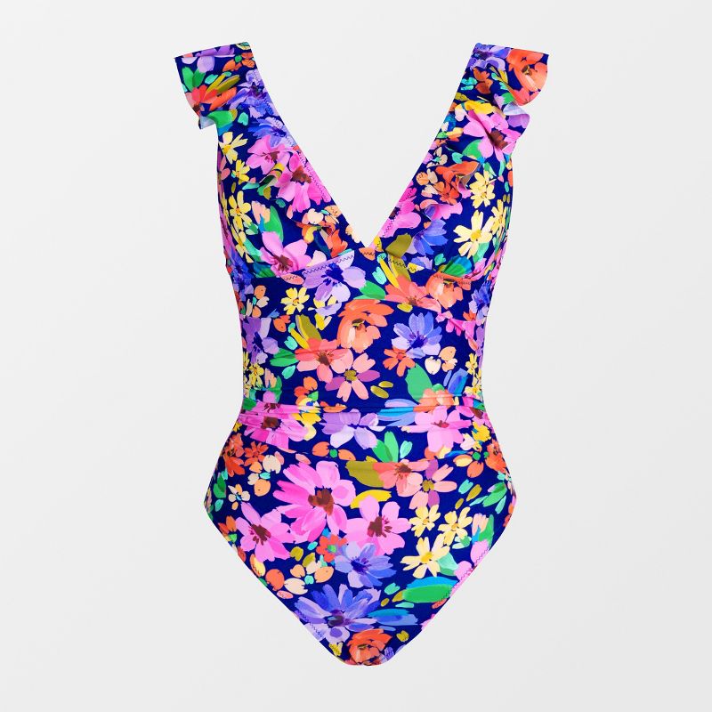 Women's Floral Ruffled Lace Up One Piece Swimsuit - Cupshe, 4 of 10