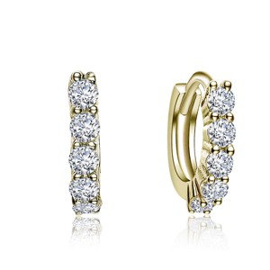 Guili 14K Gold Plated Hoop Earrings with Sparkling Cubic Zirconia, Modern and Sophisticated Design, Available in Silver and Gold for Any Occasion - 1 of 3