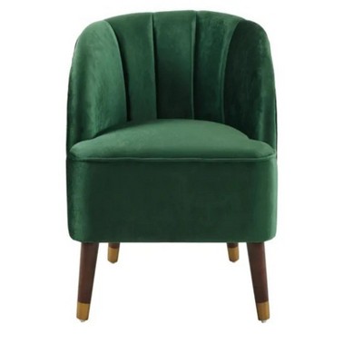 28.25"Upholstered Barrel Accent Chair With Wooden Legs