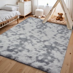 Acekool Ultra Soft Shaggy Rug, Non-Slip Plush Indoor Carpet, Tie-Dye & Solid Colors for Living Room, Bedroom – Multiple Sizes - 1 of 4