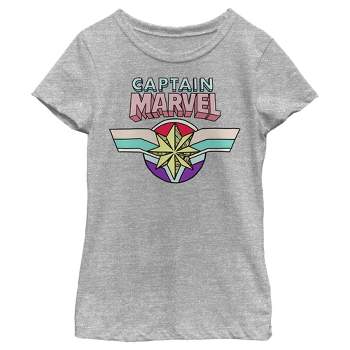 Girl's Marvel Captain Marvel Rainbow Star Symbol T-Shirt