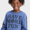 Grayson Mini Toddler Boys' Have More Fun French Terry Crewneck Pullover T-Shirt - Blue - 2 of 4