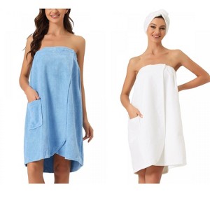 INSPIRE CHIC Women's 2 Pcs Bath Gym Towel Wrap with Shower Cap Spa Robe - 1 of 4