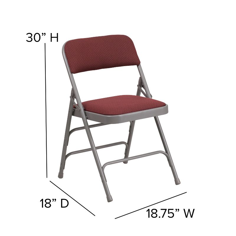 Emma and Oliver 4 Pack Curved Triple Braced & Double Hinged Fabric Upholstered Metal Folding Chair, 4 of 8