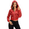 Anna-Kaci Women's Sequin Zip-Up Hooded Jacket with Ribbed Hem and Long Sleeves for Party Wear - 3 of 4
