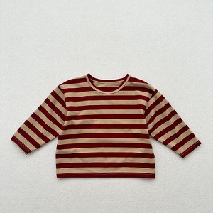 MyKids-USA Spring Baby Kids Vintage Striped Crew Neck Long Sleeve Shirt - 1 of 3
