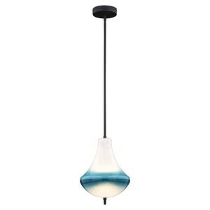 VAXCEL Somerset LED Bronze Mini Pendant Ceiling Light Blue and White Glass - 1 of 4