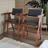 Christopher Knight Home Hamilton Mid-Century Modern 26" Solid Wood and Faux Leather Upholstered Counter Arm Stool(Set of 2) - 2 of 4