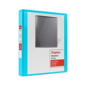 Staples Standard 1 3-Ring View Binder Teal 58655 - 1 of 4