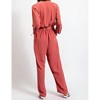 Women's Roll Sleeve Waist Tie Jumpsuit - GiGiO - 2 of 3