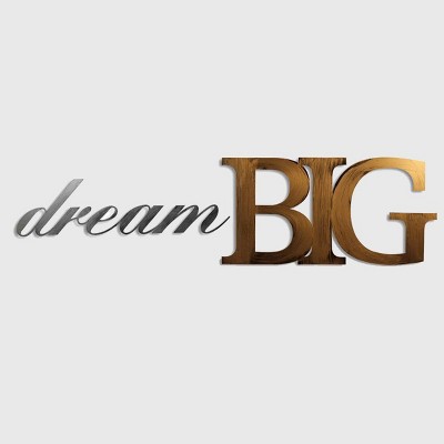 11"x44" Hand Painted 3D Wall Sculpture Dream Big Gold and Nickel- Letter2Word